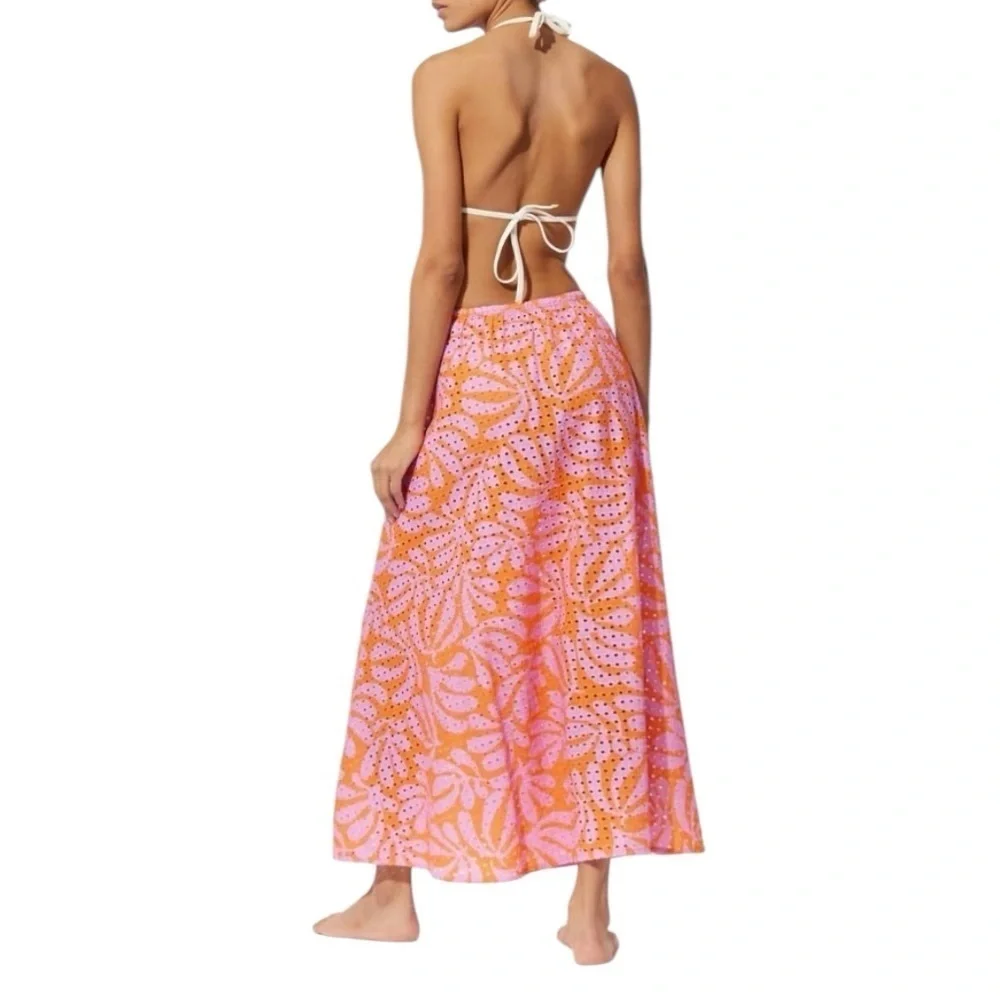 Solid & Striped Brie Eyelet Skirt Dress in Carnation Pink Clementine - Picture 3 of 7